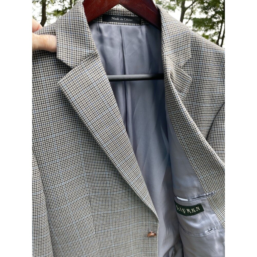 Lauren Ralph Lauren Houndstooth Blazer Sport Coat Jacket 2 Button Men 38R